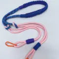 Premium handcrafted braided crossbody rope strap for mobile phones and cameras in blue and pink - Royal Blue Purple Pink Contrast With Orange Hook