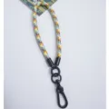 Durable multi-color woven phone wrist lanyard strap with black metal carabiner hook - Multicolor Style / Approx. 21cm