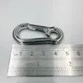 Durable silver alloy carabiner keychain clip shown with a ruler for exact size reference - Silver Carabiner