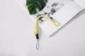 Hand-braided yellow wrist lanyard strap for phone and camera with buckle - Braided Style (Buckle + Button) / Yellow Pattern