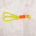 Bright yellow handmade braided rope keychain featuring orange wrap and reflective strips - Yellow