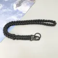 Heavy duty charcoal grey paracord neck lanyard with durable metal clasp for outdoor use - Gray
