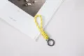 Handmade vibrant yellow braided rope keychain featuring a gunmetal metallic spring ring - Yellow Rope + Gun Black Spring Ring