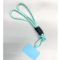 Mint green hand-woven phone lanyard with matching carabiner and insert card holder - Emerald Green