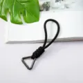 Black braided paracord wrist lanyard with triangle metal buckle for outdoor camping - Black