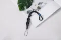 Durable black and blue braided paracord wrist strap lanyard for phone and camera - Braided Style (Buckle + Button) / Royal Blue Pattern