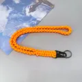 Heavy duty orange paracord neck lanyard with black metal hook and ring for keys - Orange