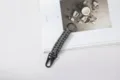 Durable gray braided paracord keychain with black metal eagle beak carabiner and ring - Dark Gray