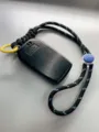 Adjustable black paracord lanyard with blue accents and yellow ring carabiner - Dark Blue Rope + Yellow Spring Ring