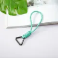 Handmade teal woven paracord lanyard keychain with black triangular metal buckle - Light Blue