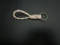 Handmade minimalist cream woven rope keychain with antique brass ring gift accessory - Khaki With Bronze Ring