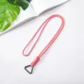 Hand-woven pink paracord lanyard with triangular metal hook for keys and phones - Triangle Spring Ring Style / Camo Pink