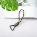 Durable army green camo braided paracord wrist strap with black triangle metal clip - Camo Green