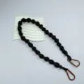 Black handmade woven shoulder strap with bronze metal hooks for crossbody bags - Black