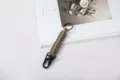 Handmade paracord braided keychain with eagle mouth carabiner in khaki tan color - Brown
