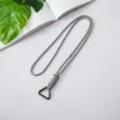 Durable gray braided paracord neck lanyard with black metal triangle clip for keys - Triangle Spring Ring Style / Grey Camo