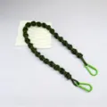 Hand-woven olive green paracord shoulder strap with lime green carabiners - Army Green