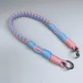 Cinturino da polso in corda intrecciata rosa e blu fatto a mano per borse DIY - Rosa+Blu