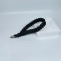 Handmade black braided paracord wrist lanyard strap for phone camera or keychain - Sapphire Blue
