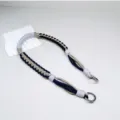 Handgemaakte driekleurige gevlochten paracord schouderband voor tassen met metalen ringen - Veerring / Khaki Koningsblauw Grijs
