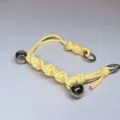 Yellow hand-woven rope bag handle replacement with silver decorative bells and rings - Yellow