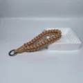 Hand-woven khaki paracord wrist strap lanyard with silver metal ring for keys and cameras - Brown