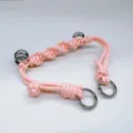 Peach pink hand-woven replacement bag handle with silver metallic beads - Pink