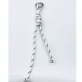 Fashionable hand-woven white and black striped lanyard charm with silver metal ring - White