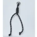 Handwoven black and white paracord phone strap bag charm with durable silver metal ring - Black