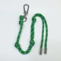 Adjustable green braided rope lanyard with silver carabiner clasp for bags or wrist - Green