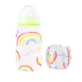 Vue détaillée d'un chauffe-biberon USB portable avec motif arc-en-ciel coloré pour les bébés - Motif Arc-en-ciel Fond
