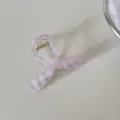 Primer plano de una pinza para el pelo transparente a cuadros rosa para un estilo elegante - 粉色格纹-又字抓夹