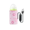 Detailansicht der USB-Babyflaschenwärmer-Steuerung und der rosa Cartoon-Schutzhülle - Rosa Temperaturregelung