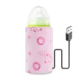 Draagbare USB-babyflesverwarmer van zacht roze pluche met schattig varkenspatroon - Roze