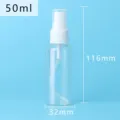 50ml transparent PET plastic spray bottle with white fine mist sprayer - 50ML