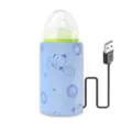 Draagbare USB babyflesverwarmer van blauw diamantfluweel voor constante verwarming. - Blauw