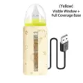 Κίτρινο κάλυμμα θερμαντήρα μπιμπερό USB από βελούδο με παράθυρο ορατής κλίμακας. - Τυπικό Στυλ με Ορατό Παράθυρο / Κίτρινο