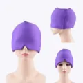 Professional purple gel ice pack hat for physical cooling and migraine relief therapy - Double Layer / Purple