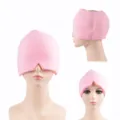 Cuffia di ghiaccio in gel rosa per alleviare l'emicrania e terapia del freddo su manichino - Rosa Bifacciale