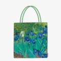 Detailed view of Van Gogh's Irises oil painting print on a durable canvas tote bag - 34*38*23cm / Oil Painting Series-001 (Irises)