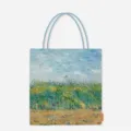 Close-up detail of a Van Gogh oil painting print on a stylish canvas tote bag gift - 34*38*23cm / Oil Painting Series-010 (Wheat Field With A Lark)