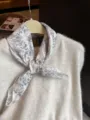 Lightweight floral cotton linen square scarf for women in a fresh and literary style - Gray and Black Floral / 68cm