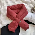 Cozy dark red down cotton padded cross scarf for women, warm winter neck warmer wrap - 107cm / Ancorra Red