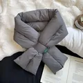 Grey quilted puffer scarf for winter, warm and soft neck warmer variant choice - 107cm / Gray
