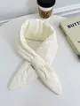 Minimalist cream-white quilted puffer scarf for autumn and winter warmth and comfort - 90cm / White