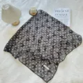 Elegant Japanese style polka dot cotton linen square scarf with black floral patterns - Black Rose / 68cm
