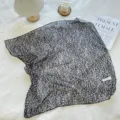 Vintage floral print cotton linen square scarf for women in Japanese style - Black Floral / 68cm