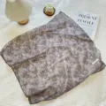 Elegant purple cotton linen scarf with a delicate white floral print for a fresh style - Coffee Flower Branch / 68cm