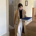 Κομψό χειροποίητο πλεκτό μακρύ κασκόλ με ασπρόμαυρες ρίγες σε στυλ Y2k για όλους - Ασπρόμαυρες Ρίγες