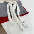 Bufanda larga blanca de punto hecha a mano estilo Y2K para hombres y mujeres, japonesa - Blanco